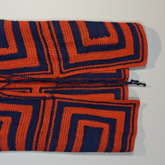 FRNCH NWT Cybille Sleeveless Crochet Jacket Vibrant Orange and Blue Knit Medium - Picture 6 of 16